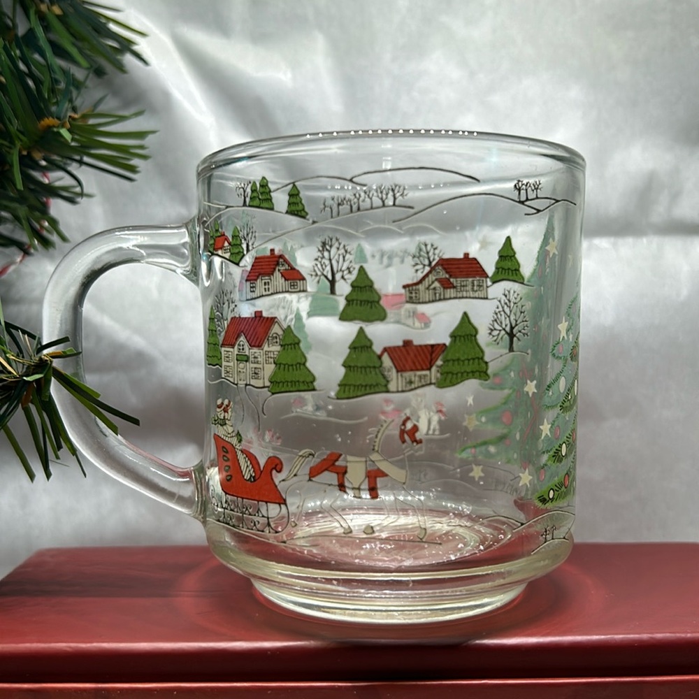 2/$10 Vintage Kig Indonesia Clear Glass Christmas Holiday Mug/Cup 🎄